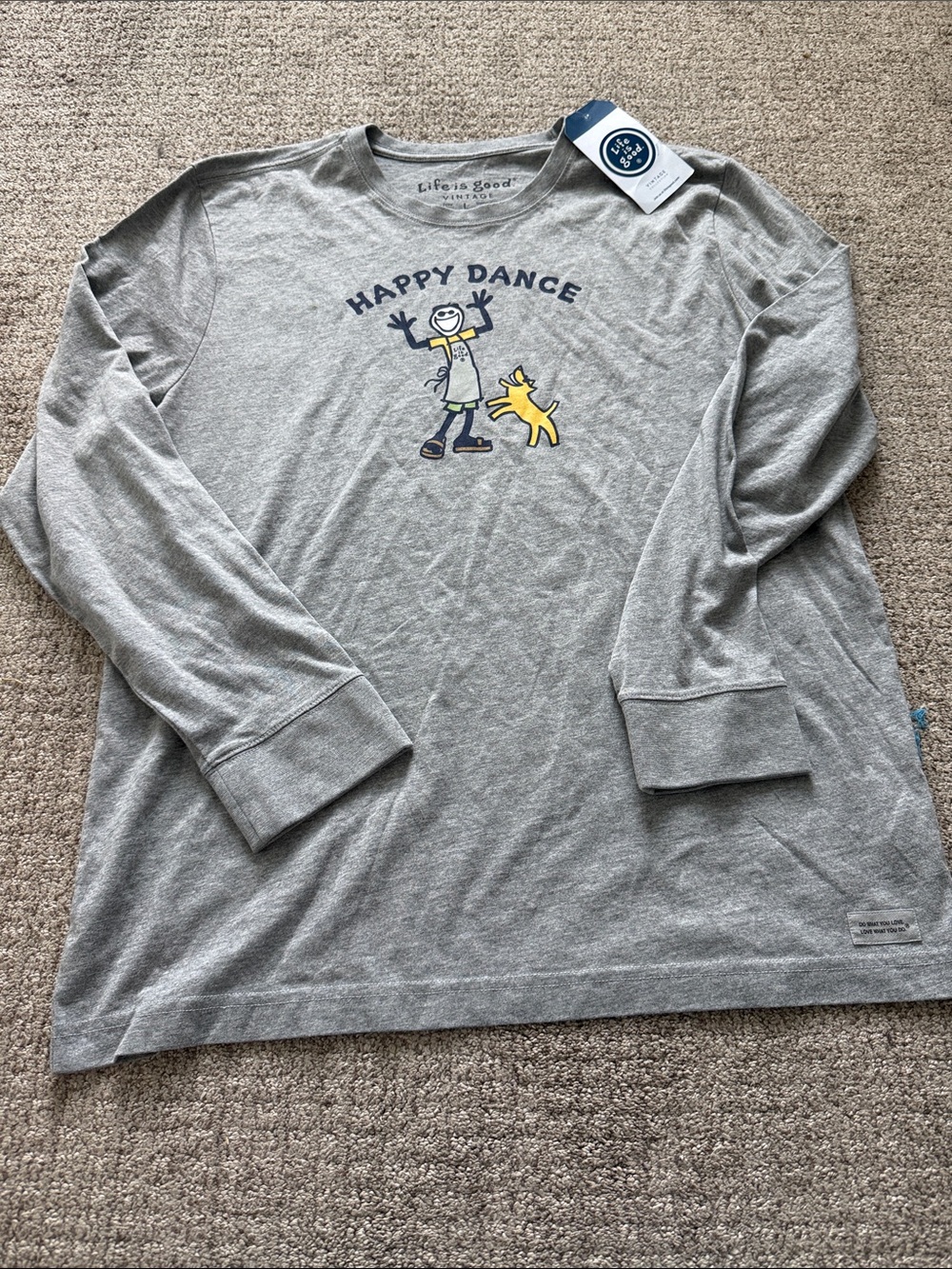 Life Is Good Kids Long-Sleeve Tee - Gray with Yellow Accent